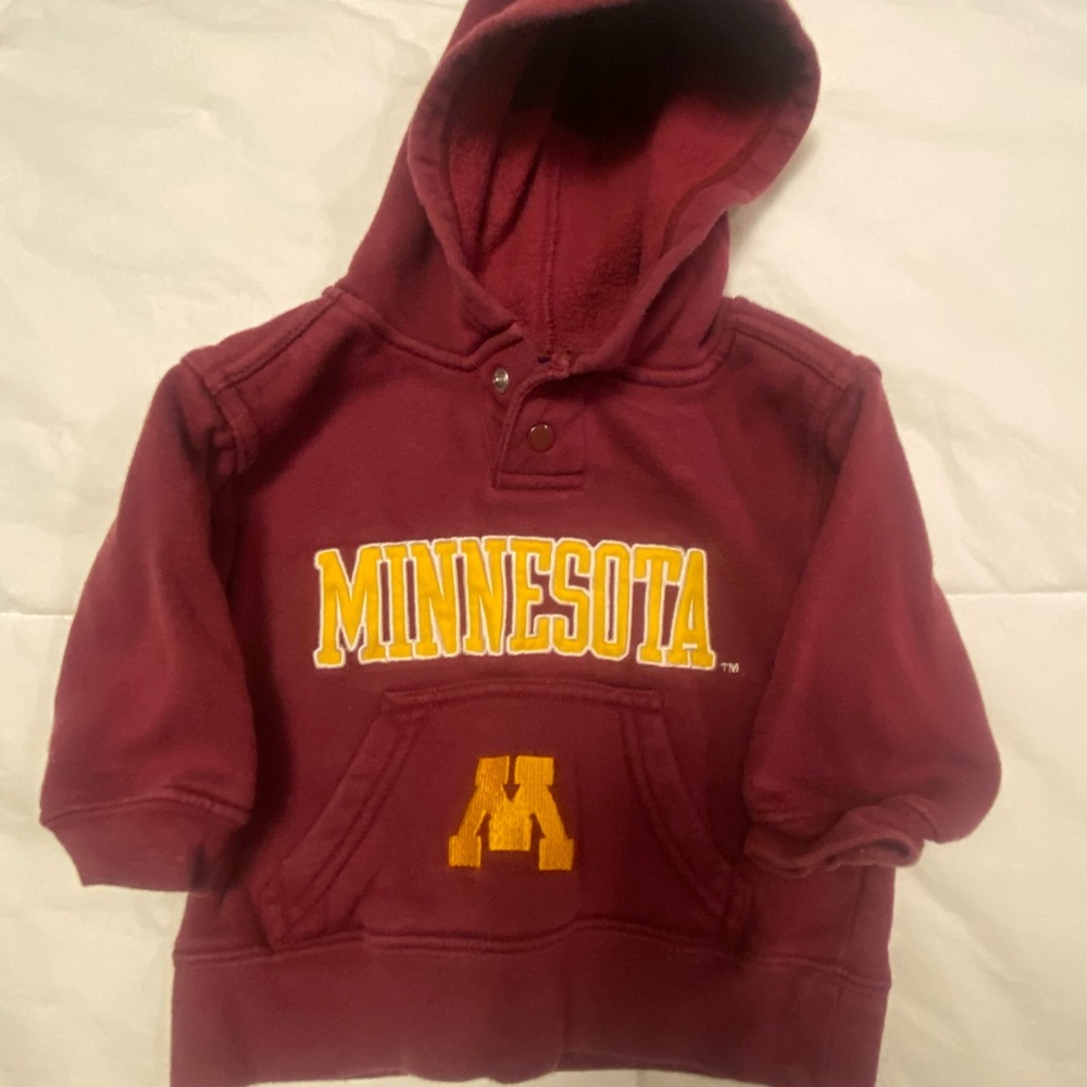 Russell Athletic Maroon Kids Hoodie with Gold Minnesota Logo